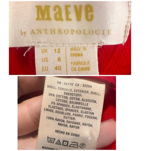 Anthropologie Sandra Belted Long Maxi Skirt Womens 8 Red 3D Floral A-line Flare - Picture 8 of 16